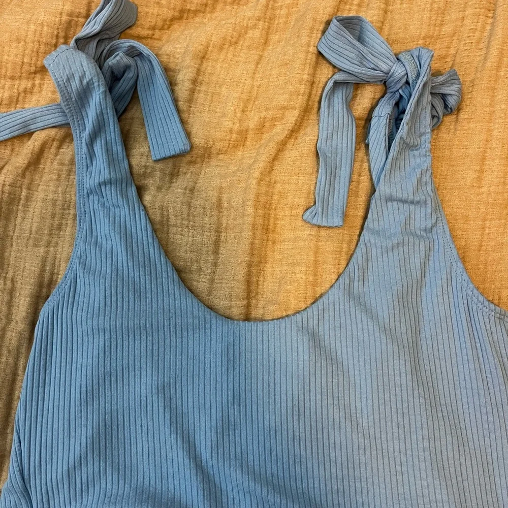 Free People Ribbed Liz Wrap Tank Sky Blue - Picture 5 of 6